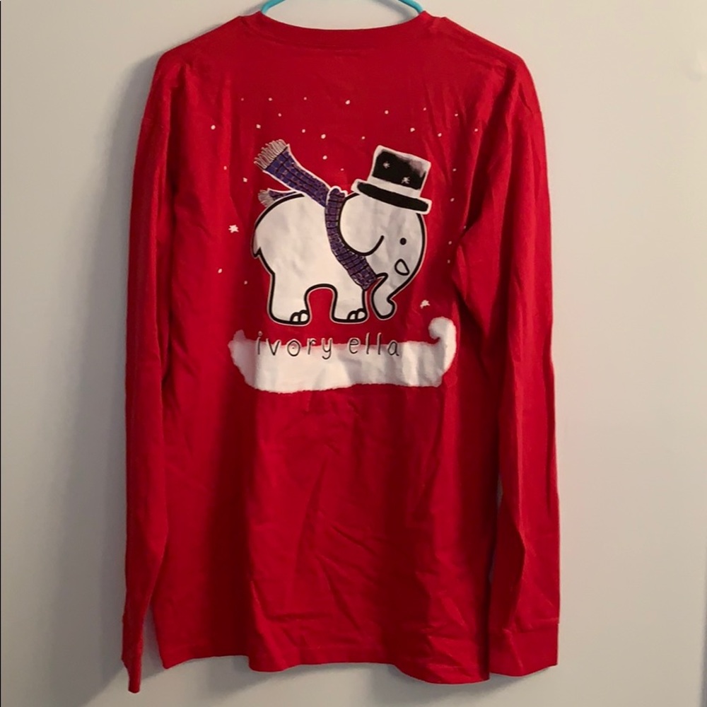 Ivory Ella Red Long Sleeve Winter Snow Elephant